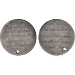 John Murley, a Georgian penny, smoothed and engraved both sides with pin-pricked legend: ‘When