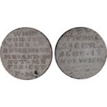 Thomas Sager, a Georgian penny, smoothed and engraved both sides with pin-pricked legend: THOMAS