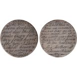 James Blunt, a Georgian penny, smoothed and engraved both sides with legends: ‘When this you see