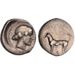 Sicily, Motya (415 - 405 BC), didrachm, hound stg. l., rev. diad. slender female with rolled hair