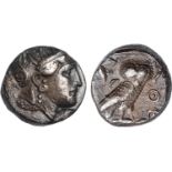 Attica, Athens (393 – 300 BC), tetradrachm, head of Athena in wreathed crested helmet, rev. ΑΘΕ, owl