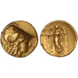 Macedonian Kingdom, Alexander the Great, gold stater (336-323 BC), helmeted hd. of Athena r., rev.