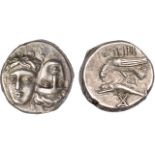 Thrace, Istros (400 – 350 BC), stater, two young male heads facing, side by side, one upright, one