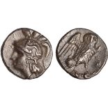 Tarentum (280-272 BC), drachm, helmeted head of Athena l., rev. owl standing r., head facing, on