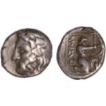 Thracian Islands, Thasos (411 – 350 BC), didrachm, hd. of Dionysus to l., rev. Herakles shooting