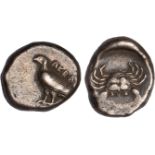 Sicily, Akragas (510 – 472 BC), didrachm, AKRA behind eagle with closed wings l., rev. crab, wt. 8.