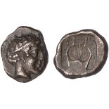 Ionia, Kolophon (430 – 400 BC), drachm, laur. head of Apollo r., short hair, rev. lyre, ΚΟΛΟΦΩΝΙΩΝ