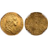 † William III, half guinea, 1698, laur. bust r., rev. crowned cruciform shields, sceptres in angles