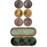 George III, proof pennies, 1797 (3): gilt copper, copper and bronzed copper, dr. bust r., rev.