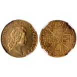 † George I, guinea, 1726, fifth laur. head r., rev. crowned cruciform shields, sceptres in angles