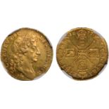 † Charles II, half guinea, 1677, second laur. bust r., elephant and castle below, rev. crowned