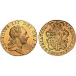 † George III, guinea, 1761, first laur. head r., two leaves above head, rev. crowned shield of arms