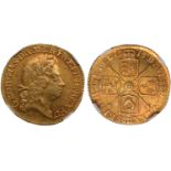 † George I, half guinea, 1718/7, first laur. head r., rev. crowned cruciform shields, sceptres in