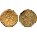 † George II, half guinea, 1745, LIMA, intermediate laur. head l., LIMA below, rev. crowned shield of