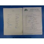 A set of signatures of the England and Australia 1981 cricket teams