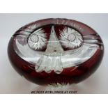 A Czech flash overlaid cut glass bowl (25cm diameter)