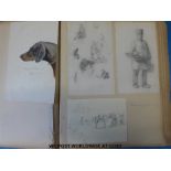 An album of late 19th/early 20th century pencil drawings including East Greenwich, Normandy,