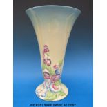 A Clarice Cliff large floral vase with foxglove decoration in relief