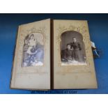 A leather-bound and clasped Victorian photograph album full of interesting family photographs,
