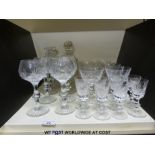 A part suite of Edinburgh Crystal glasses to include eight liqueur glasses, eight hock glasses,