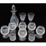 A collection of Stuart crystal and other glassware comprising two wine glasses, six brandy glasses,
