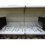 Suite of Holmegaard Canada glasses (77 in total) comprising eight champagne flutes,