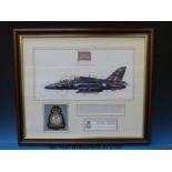 A framed limited edition photograph of XX321 Hawk RAF Valley No 208 Squadron aircraft with