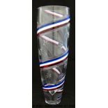 A Royal Brierley Millennium stars and stripes glass vase of tapering form with spiralling stars and