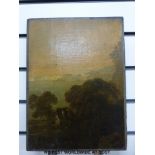 Attributed to Thomas Barker or Thomas Jones Barker of Bath: Two oils on oak board of landscape /