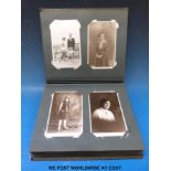 A full Edwardian postcard album comprising portraits,