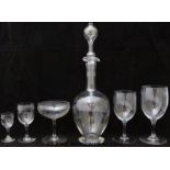 Suite of engraved glasses, possibly Baccarat (40 in total) consisting of ten cocktail,