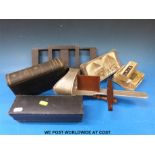 A stereo viewer and over 40 stereoscopic viewing cards,