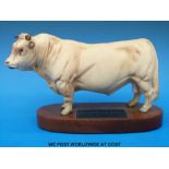 Beswick connoisseur Charolais bull on plinth