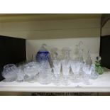 A collection of cut crystal and glassware to include suite of glasses,