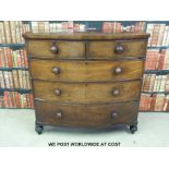 A 19thC mahogany bow fronted chest of drawers (W121 x D58 x H118cm)
