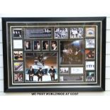 A framed and glazed montage in miniature of The Beatles album covers.