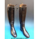 A vintage pair of riding boots with trees, c1940s,