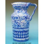 A blue and white water jug