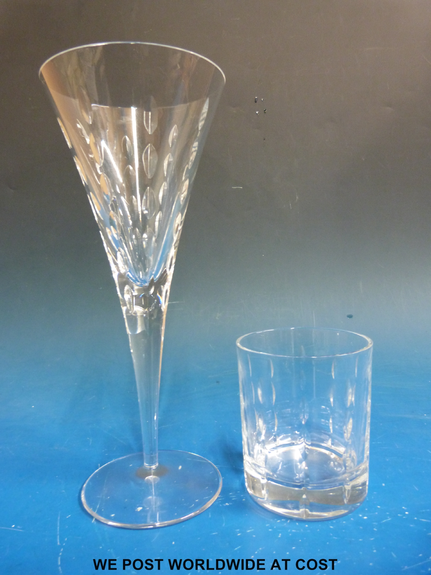A set of eight cut glass wine glasses together with eight matching whisky tumblers - Image 2 of 2