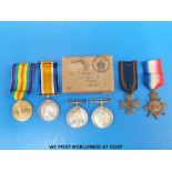 A family medal group comprising Queen's South Africa medal awarded to 850 Pte J Hollamby Middlesex