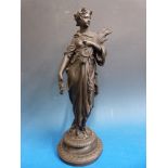 A spelter figurine of a mythical lady (height 41cm)