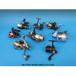 Eight fixed spool and closed face fishing reels, some boxed and unused to include Daiwa US80,