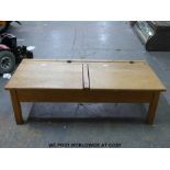 A pine double desk (W102 cm)