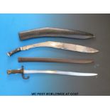 A French model 1866 Chassepot sabre bayonet in scabbard with 57cm fullered blade stamped D67 36738