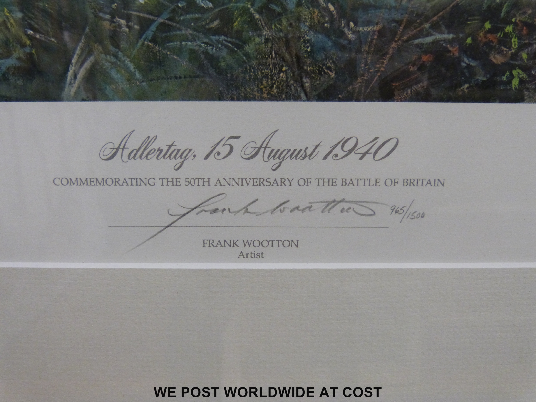 A framed and glazed limited edition 965/1500 Battle of Britain print by Frank Wooton, - Image 3 of 5