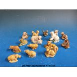 Approximately 100 Wade Whimsies etc to include monkey, dinosaur, trout, hippopotamus,