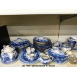 A quantity of blue and white ceramics including Royal Doulton Melrose pattern c1900,