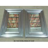 A pair of designer mirrors with metal frames (overall size 61 x 91cm)