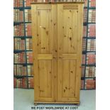 A pine two door wardrobe (W90 x D58 x H188cm)