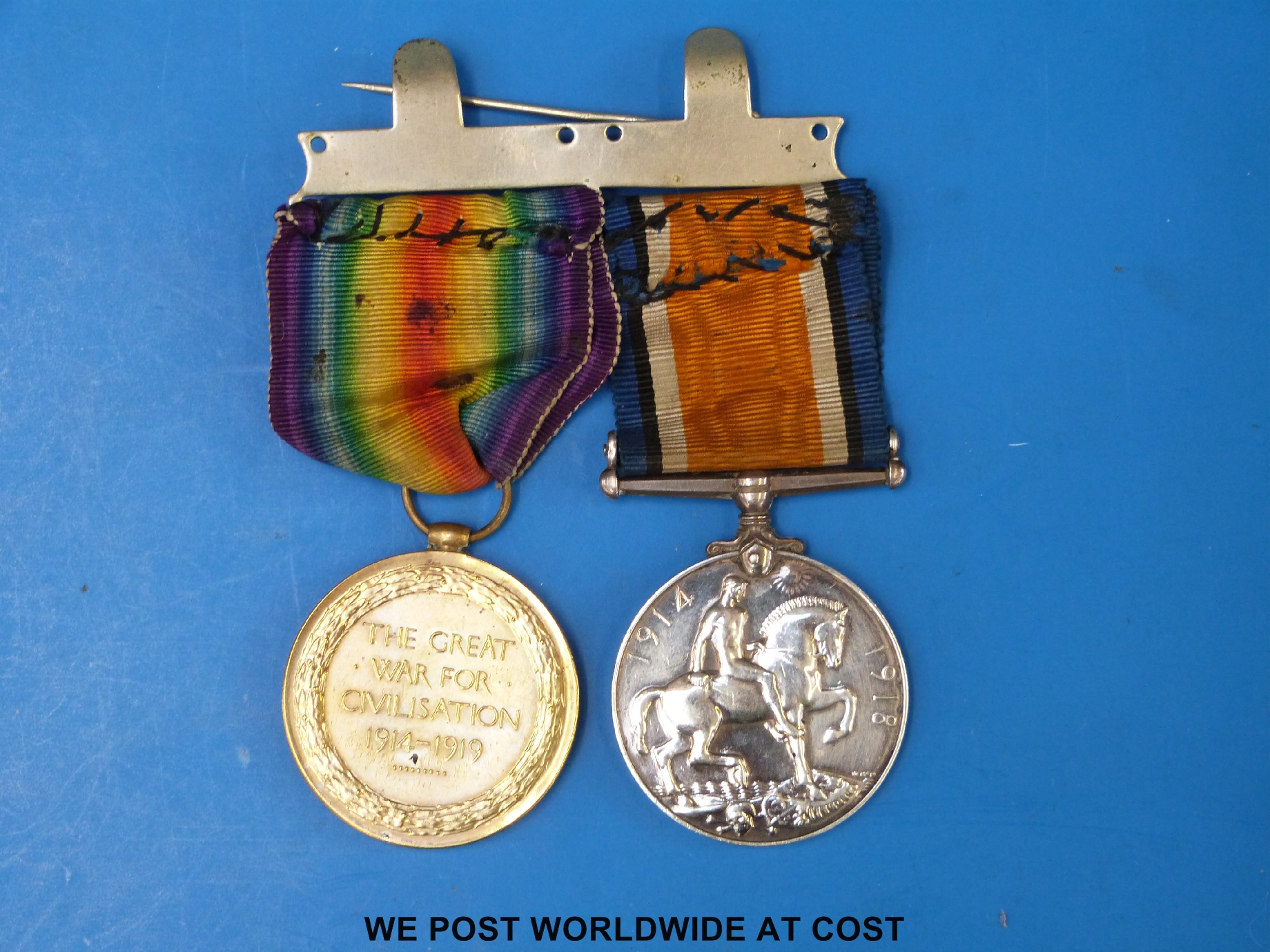 A WWI medal pair awarded to 36116 Pte G Davis Hampshire Regt - Image 2 of 2